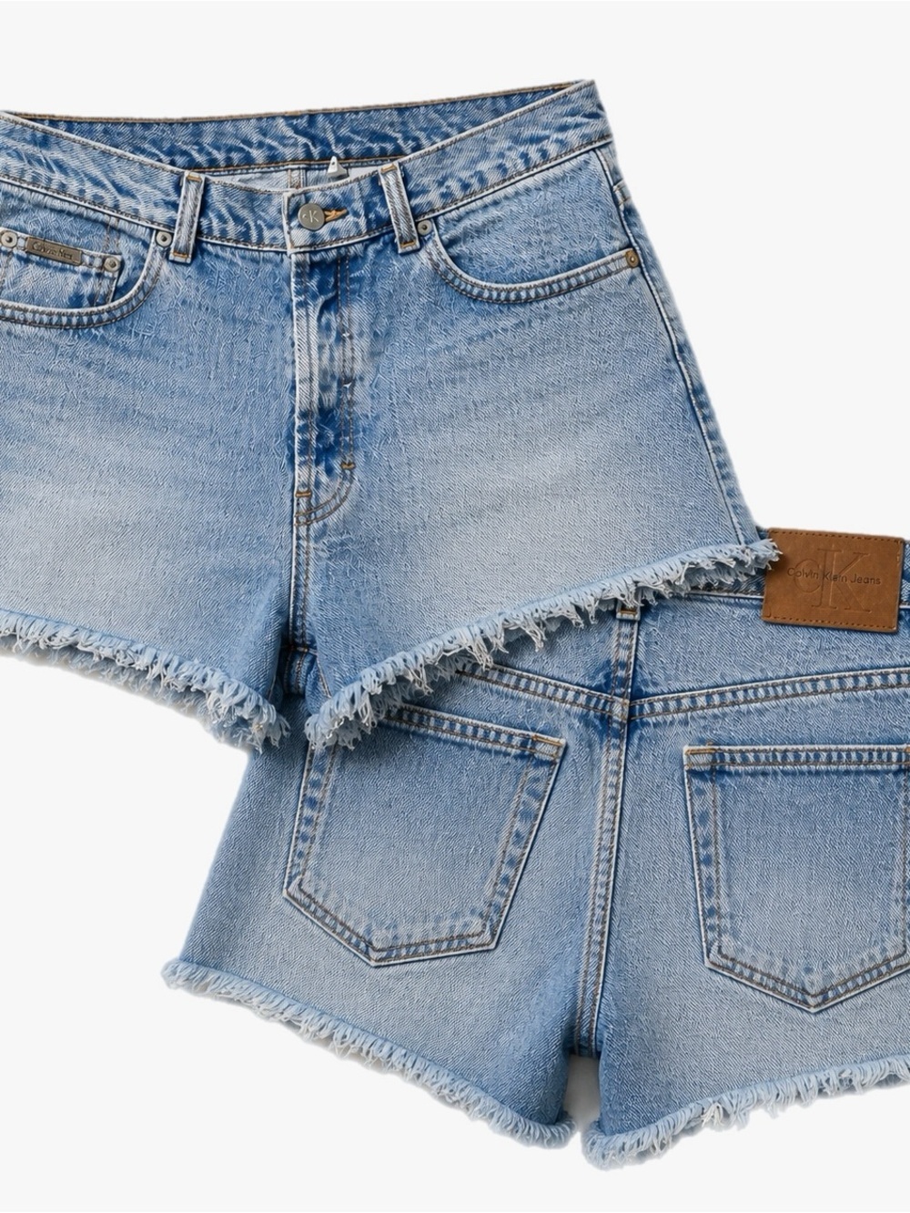 Vintage Calvin Klein Button Fly High Rise Denim Frayed Hem Cut Off Shorts Sz 9